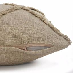 LR Resources Taupe Solid Hypoallergenic Cotton Throw Pillow with Polyester Insert, 20 x 20 in. thumbnail 7