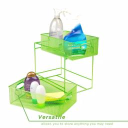 MIND READER 2-Tier Metal Mesh Utensil Caddy & Organizer, Green thumbnail 5