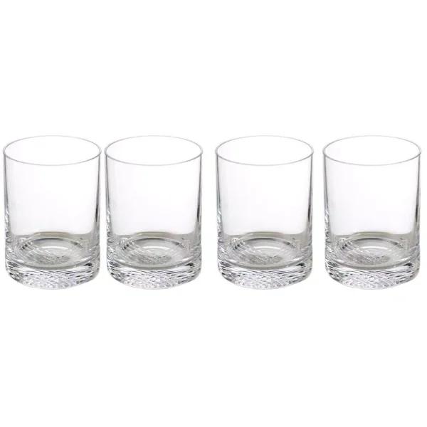 Abigails New Orleans Double Old-Fashioned Whiskey Glass Set of 4, 16 oz, Clear Glass