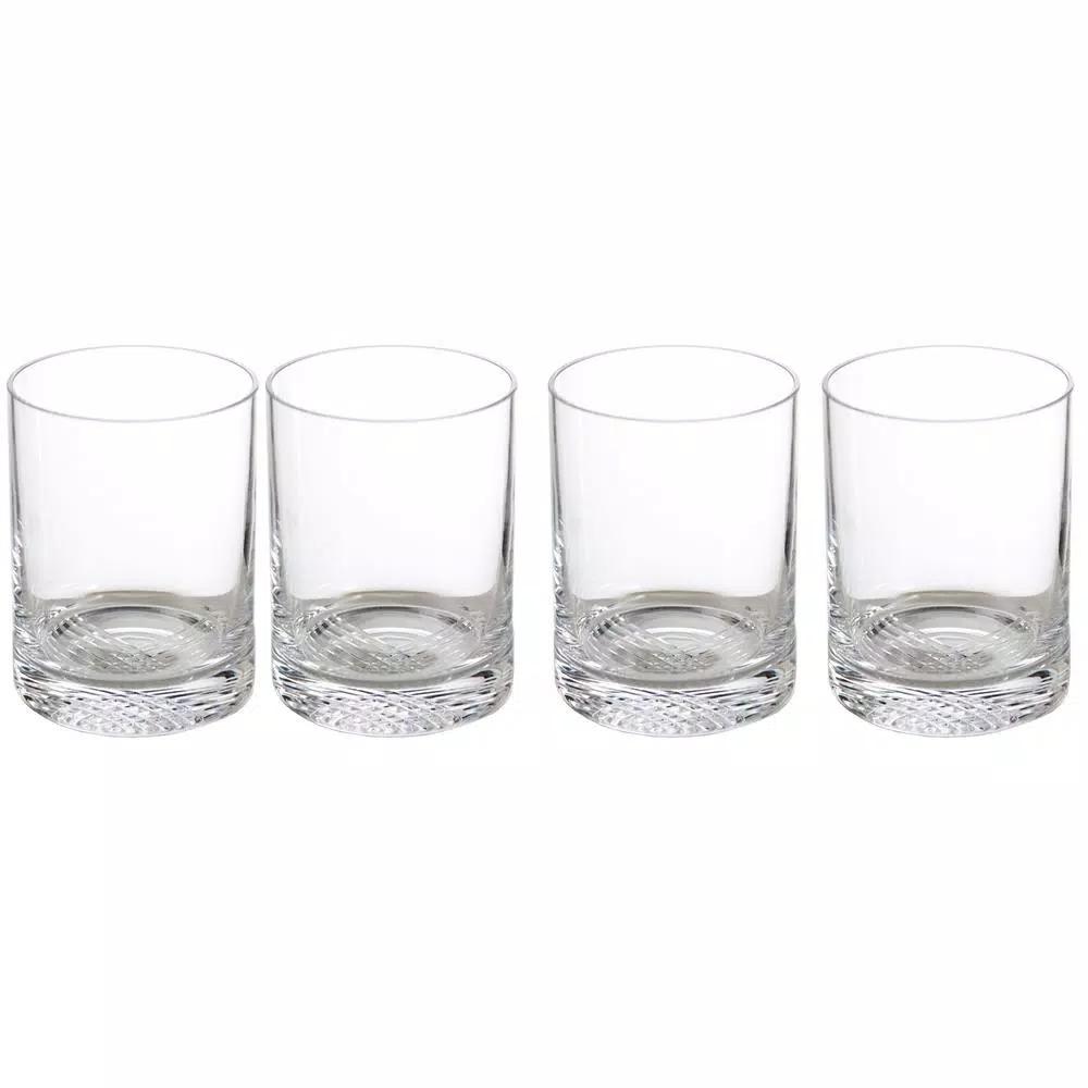 Abigails New Orleans Double Old-Fashioned Whiskey Glass Set of 4, 16 oz, Clear Glass