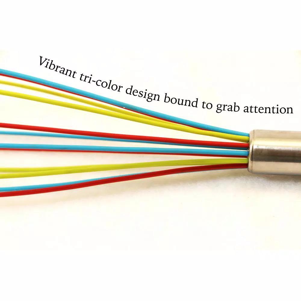 ExcelSteel Stainless Steel Tri-Color Silicone Coated Balloon Whisk Set, 3-Piece