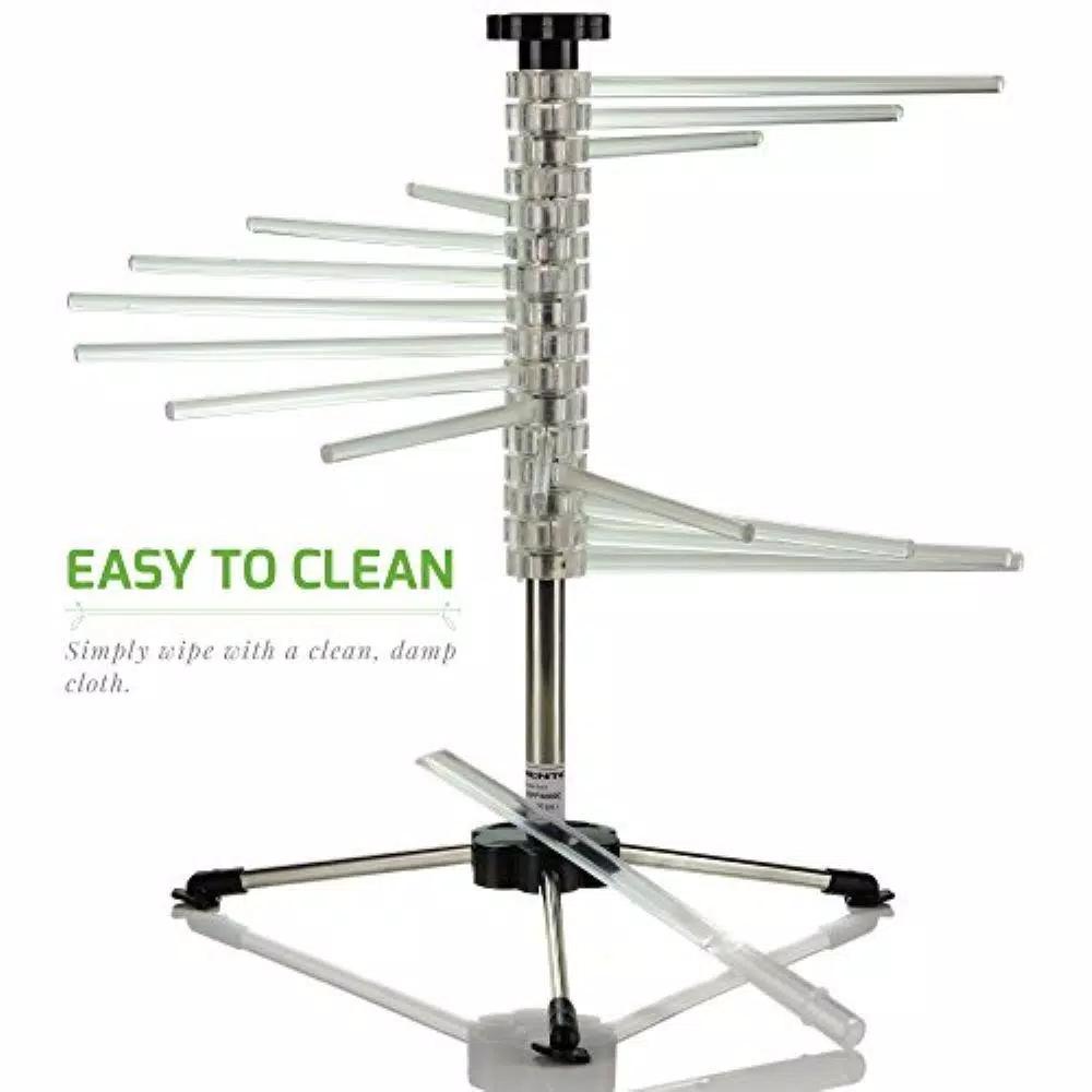 Ovente BPA-Free Acrylic Pasta Drying Rack with Spiral Wand and Sturdy 3-Legged Base