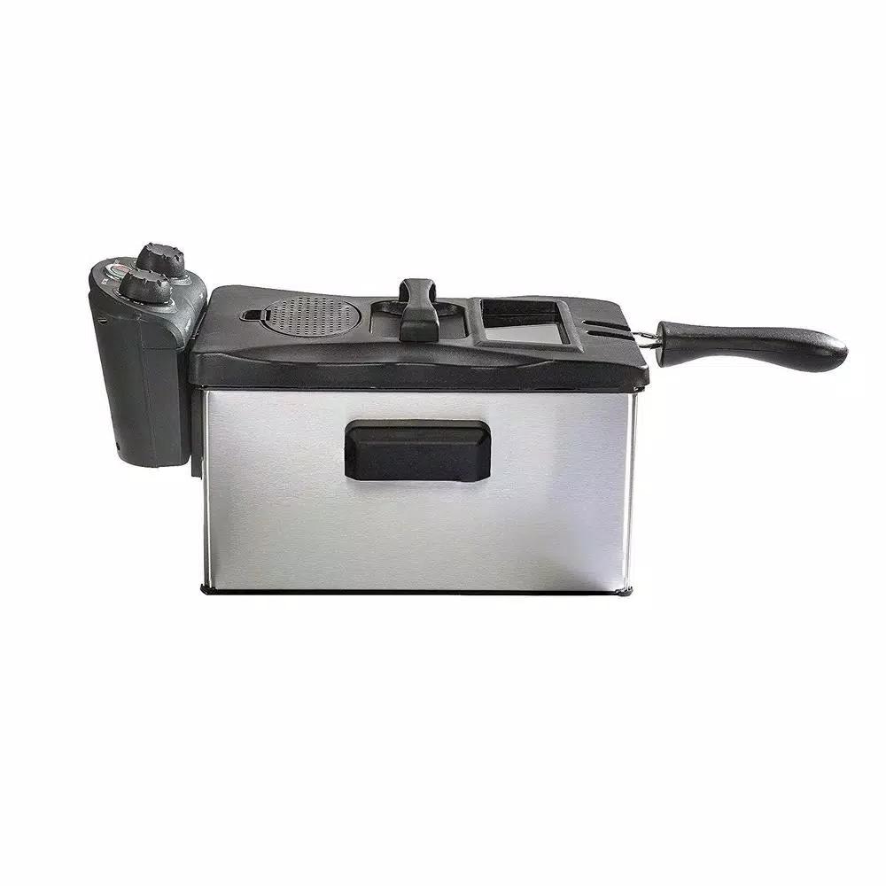 Elite Gourmet Elite 3.5 Qt. Immersion Deep Fryer, 1500W Stainless Steel Electric Fryer with Adjustable Thermostat