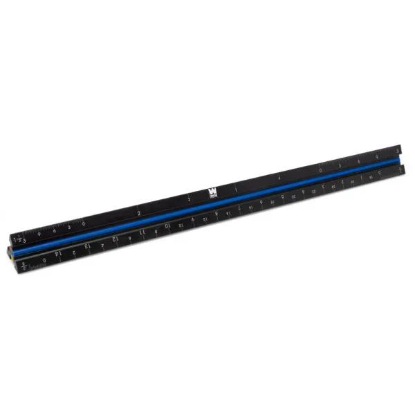 WEN 12 in. Aluminum Triangular Architect Ruler with Laser-Etched Imperial Scales