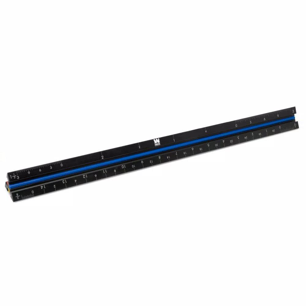 WEN 12 in. Aluminum Triangular Architect Ruler with Laser-Etched Imperial Scales