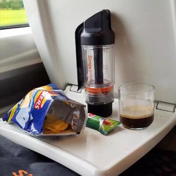 Simposh Simpresso Portable Espresso Machine - Hand Powered Travel Coffee Maker with NS Capsule & Ground Coffee Compatibility