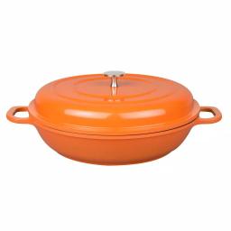 MasterPan 3 Qt. Round Cast Aluminum Nonstick Casserole Dish with Lid, Orange thumbnail 2