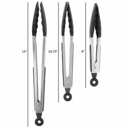 Classic Cuisine Stainless Steel Kitchen Tongs with Silicone Tips, 3-Piece Set thumbnail 2