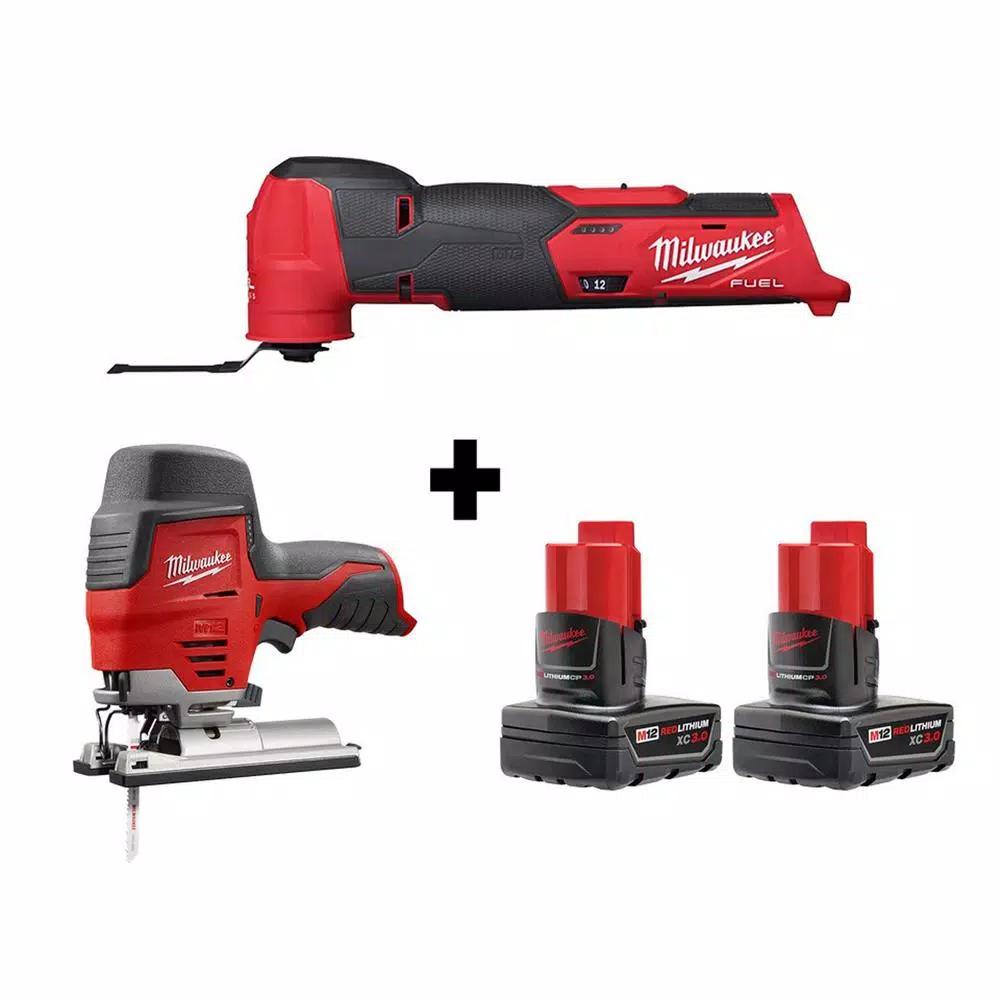 Milwaukee M12 FUEL 12V Cordless Oscillating Multi-Tool and Jig Saw Combo Kit with (2) 3.0 Ah Batteries