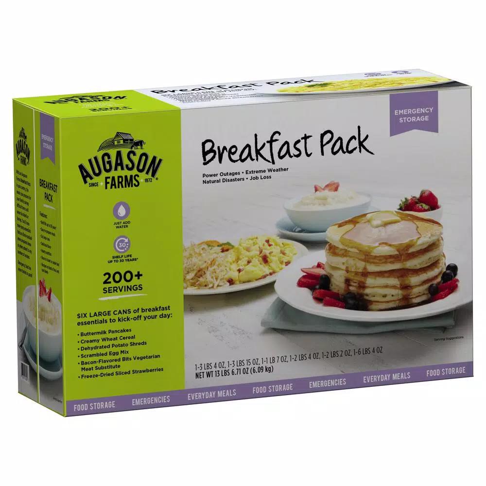 Augason Farms Breakfast Variety Pack Emergency Food Supply - 6 Large Cans, 30-Year Shelf Life