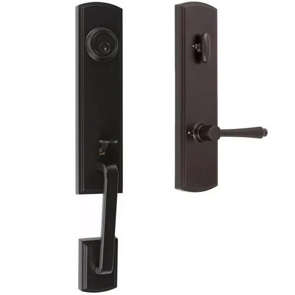 Delaney Briona Black Single Cylinder Door Handleset with Florini Interior Lever - Right Handed