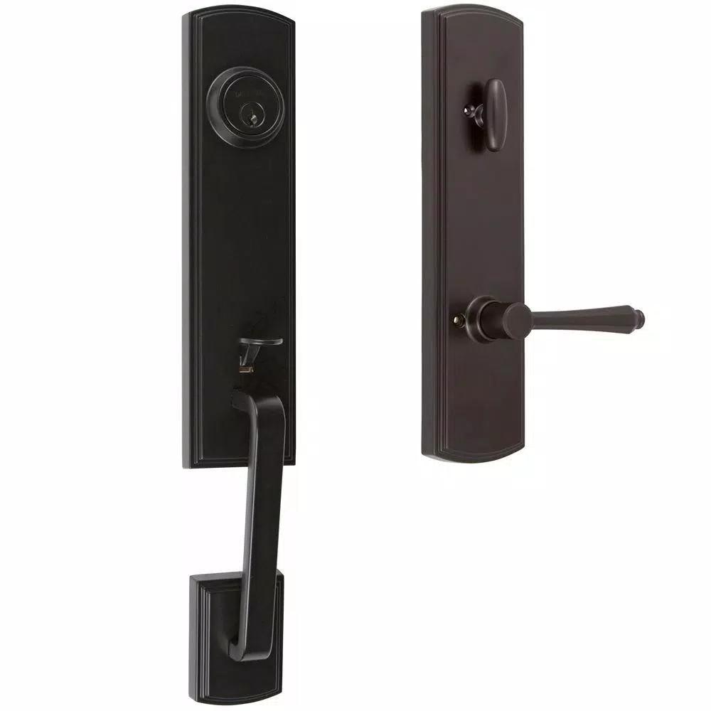 Delaney Briona Black Single Cylinder Door Handleset with Florini Interior Lever - Right Handed