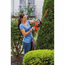 BLACK+DECKER 17 in. Corded Electric Hedge Trimmer, 3.2 Amp, Dual-Action Hardened Steel Blade thumbnail 2