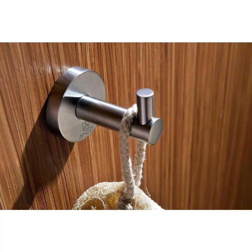 ANZZI Caster Series Single Robe Hook, Brushed Nickel, Wall Mounted