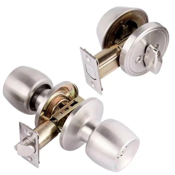 Toledo Fine Locks Single Cylinder Satin Nickel Entry Combo Set