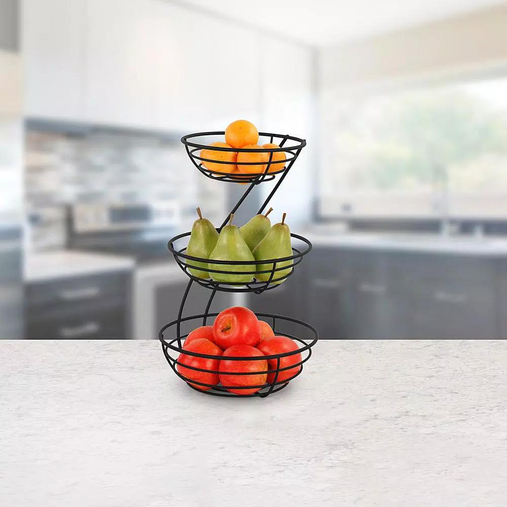 Spectrum Diversified Euro Arched 3-Tier Steel Fruit Basket & Countertop Organizer