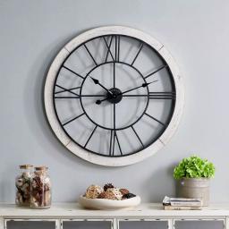 FirsTime & Co. 27 in. Timeworn Farmhouse Wall Clock with Whitewashed Wood Frame thumbnail 1