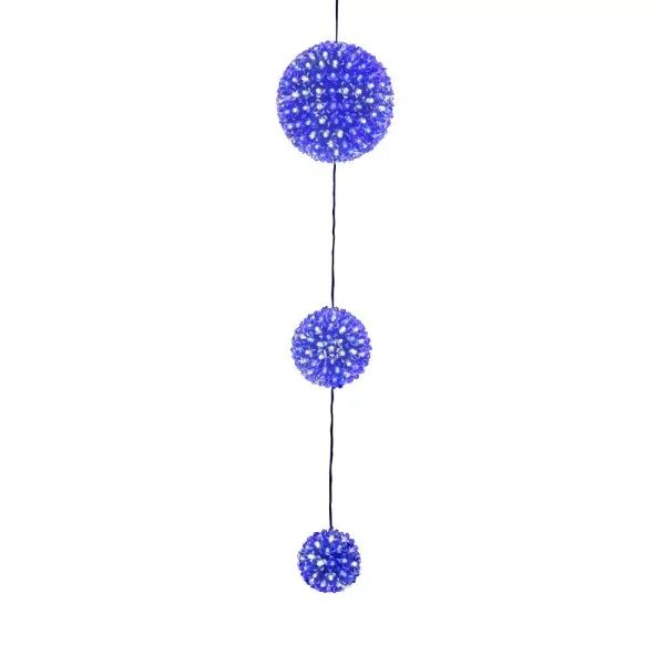 Alpine Corporation 37 in. 3-Tier Hanging Christmas Ornament with 350 Blue and White Chasing LED Lights