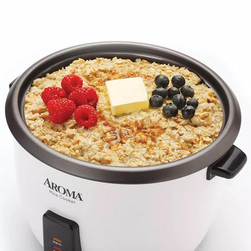 AROMA 32-Cup White Rice Cooker and Slow Cooker with Steam Tray