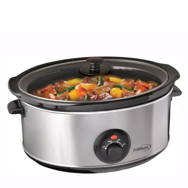 PREMIUM 7 Qt. Stainless Steel Slow Cooker with Keep Warm Setting, Oval