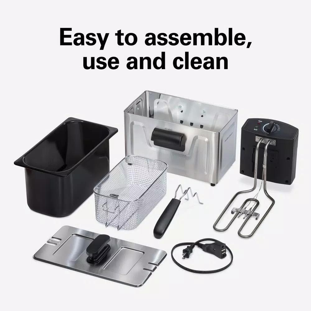 Hamilton Beach 3 Qt. Stainless Steel Deep Fryer, 1500W Electric Countertop Fryer