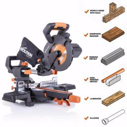 Evolution Power Tools Evolution 10 Amp 7-1/4 in. Sliding Compound Miter Saw with Laser Guide and Multi-Material Blade thumbnail 2