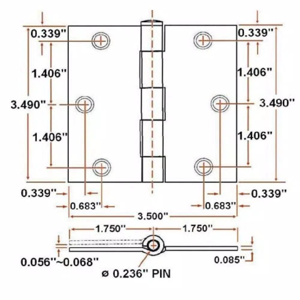 Design House 3.5 in. Square Corner Door Hinge, Satin Brass, 10-Pack