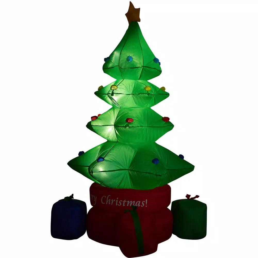 Fraser Hill Farm 6.5 ft. Animated Rotating Christmas Tree Inflatable with White Lights