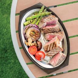Nordic Ware 365 Grilling 7.875 in. Aluminum Sizzle and Serve Pan, Black and Stainless Steel thumbnail 4