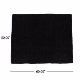 Noble House Toscana Black Faux Fur Throw Blanket, Modern Solid Pattern, 50 x 60 in. thumbnail 4