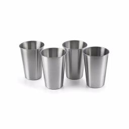 Outset 16 oz. Stainless Steel Beer Cup Set, Set of 4 Reusable Pint Glasses thumbnail 2
