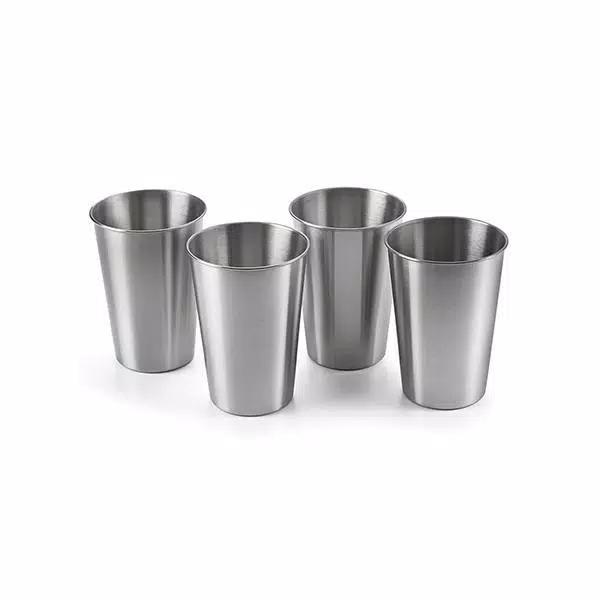 Outset 16 oz. Stainless Steel Beer Cup Set, Set of 4 Reusable Pint Glasses
