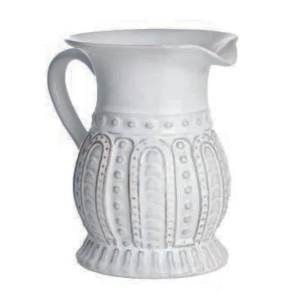 Abigails Charlot 32 fl. oz. Lace Design Ceramic Pitcher, Handmade in Portugal