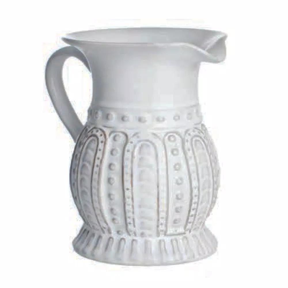 Abigails Charlot 32 fl. oz. Lace Design Ceramic Pitcher, Handmade in Portugal