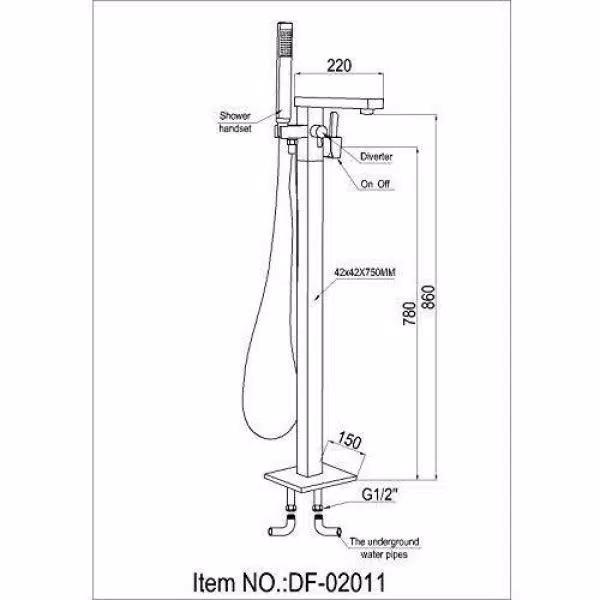 Vanity Art 34 in. Freestanding Single Handle Claw Foot Tub Faucet with Hand Shower, Brushed Nickel