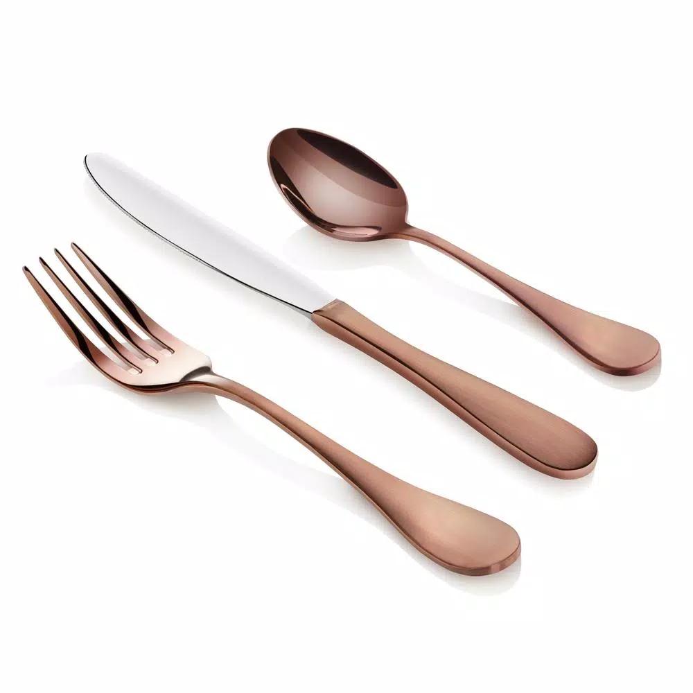 Artaste Rain 36-Piece 18/10 Stainless Steel Flatware Set, Antique Copper Finish, Service for 12