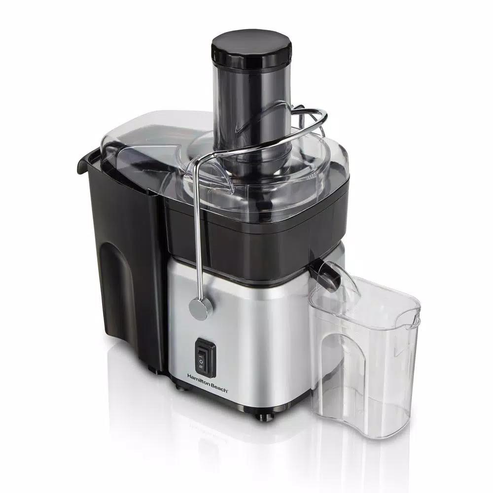 Hamilton Beach 700-Watt Whole Fruit Centrifugal Juice Extractor, 30 oz. Capacity, Black and Stainless Steel
