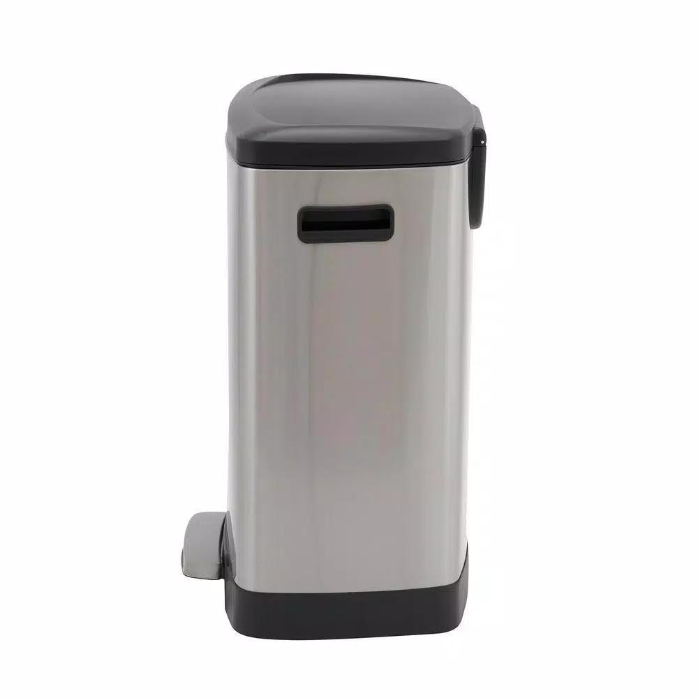 Household Essentials Summit 13 Gallon Rectangular Stainless Steel Step Trash Can with Soft-Close Lid