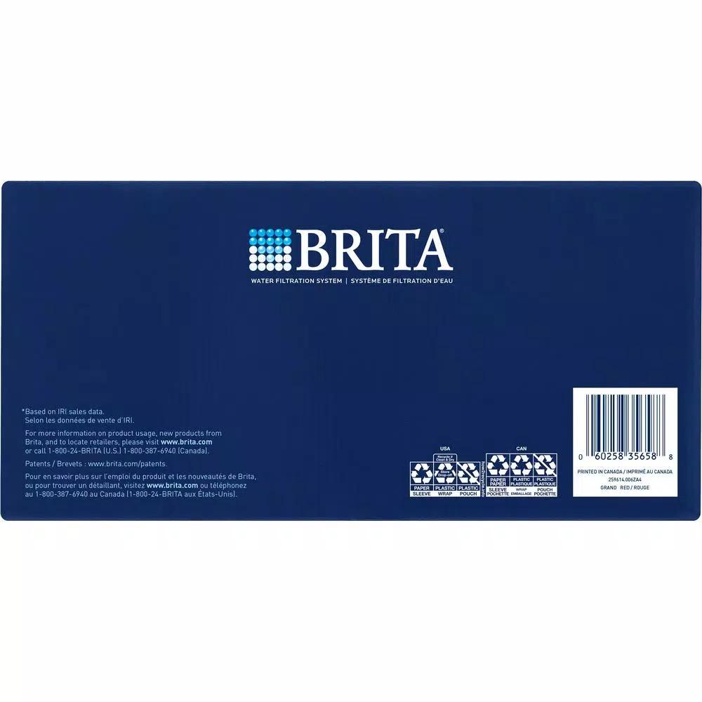 Brita Water Filter Pitcher, 80 fl. oz. Large Capacity, BPA Free, Red