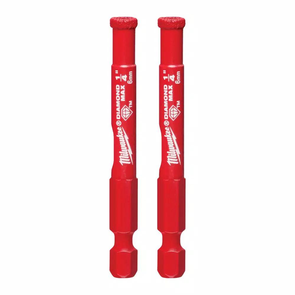 Milwaukee Diamond MAX Hole Saw Set, 2-Piece, 1/4 in. Hex Shank for Tile, Stone, and Glass