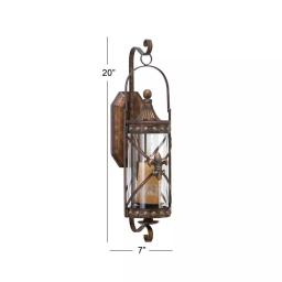 LITTON LANE Old World Riveted Burnished Bronze Iron Candle Sconce with Fleur-de-lis Motif thumbnail 7