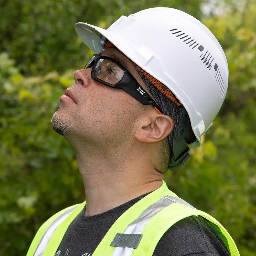 Klein Tools Professional Safety Glasses, Clear Polycarbonate Lens, Black/Orange Frame