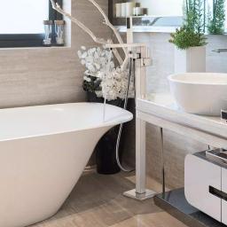 Vanity Art 34 in. Freestanding Single Handle Claw Foot Tub Faucet with Hand Shower, Brushed Nickel thumbnail 7