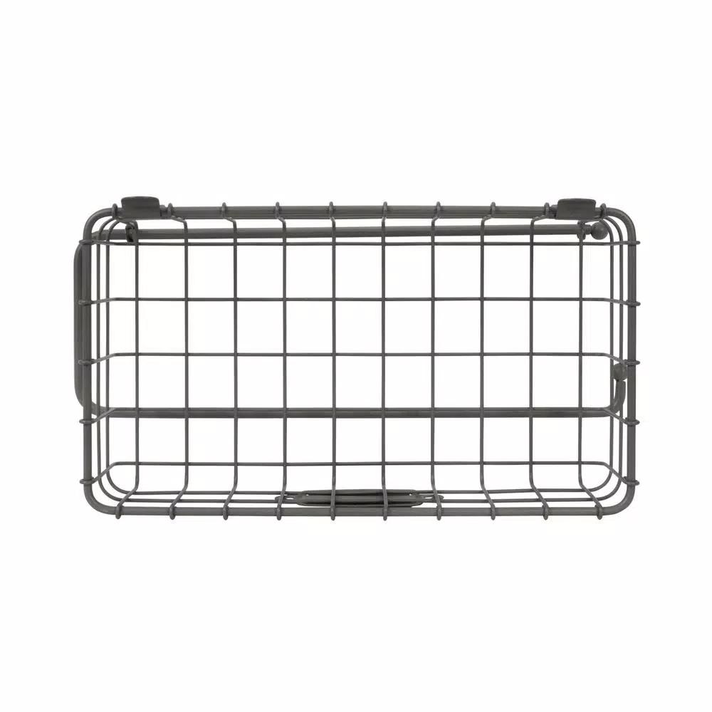 Spectrum Vintage Living Wall Mount Basket with Paper Towel Holder, Industrial Gray Steel