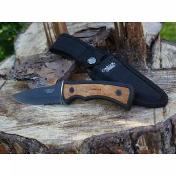Camillus Mountaineer 4 in. Carbonitride Titanium Drop Point Fixed Blade Knife with Burlwood Accent Handle thumbnail 8