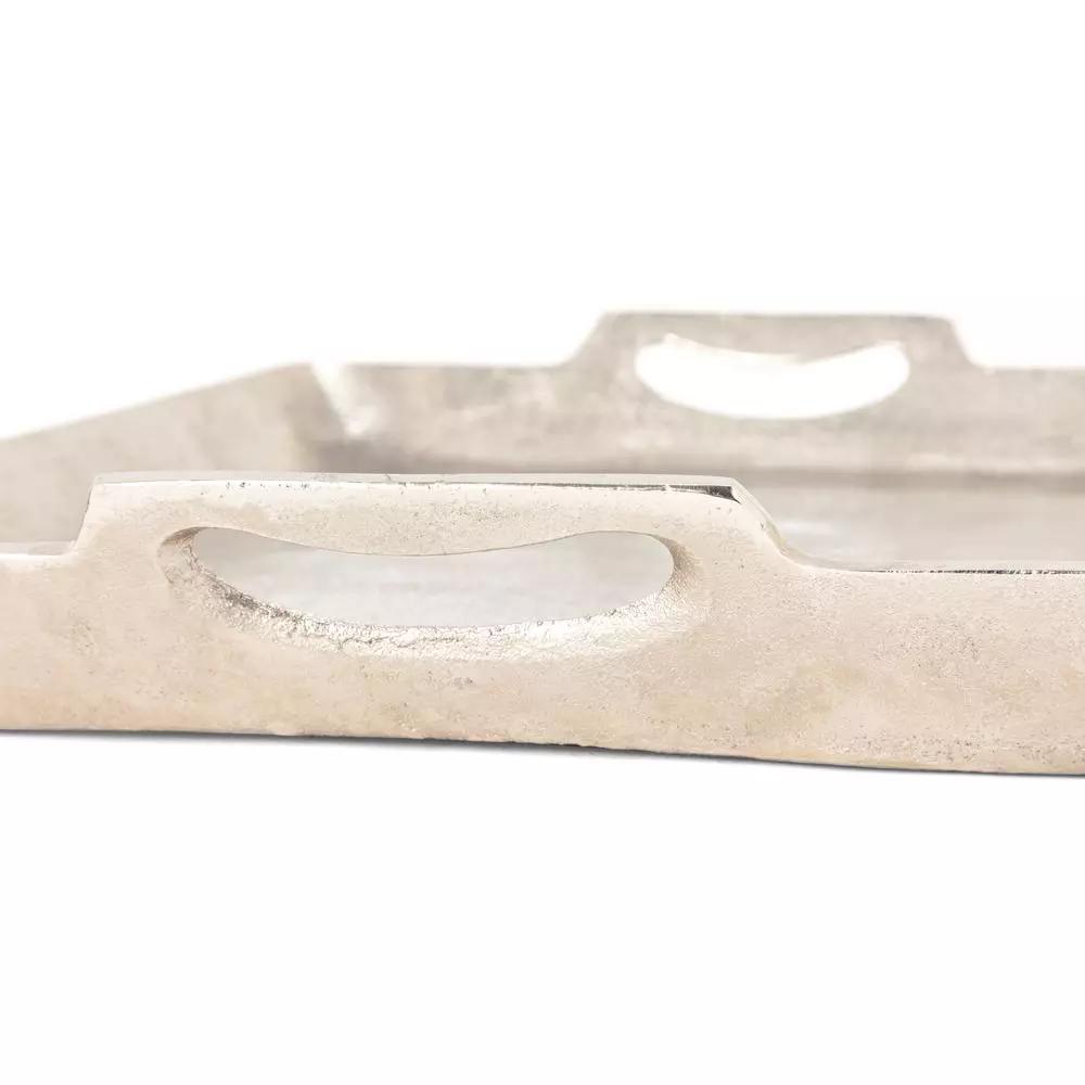 IMAX Lindi Silver Aluminum Trays, Set of 3, Rectangular Metal Decorative Trays