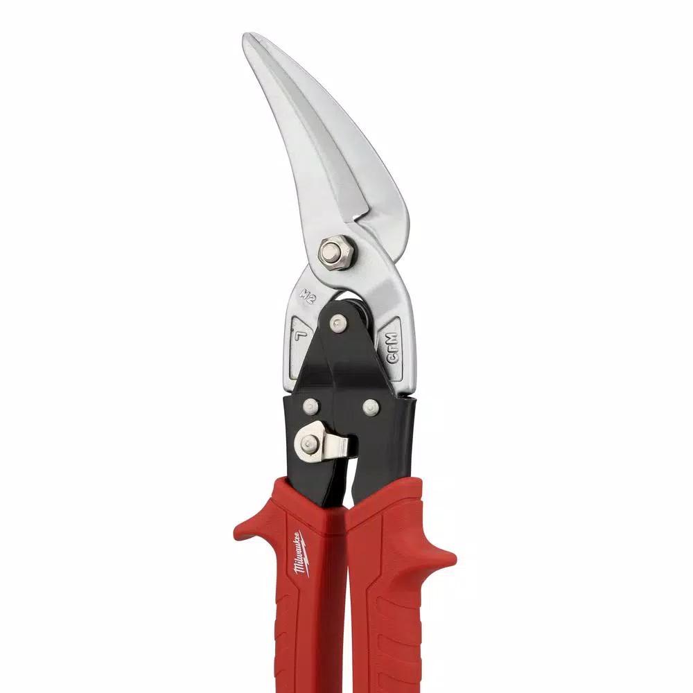 Milwaukee 11 in. Left-Cut Offset Aviation Snips with Forged Serrated Blades