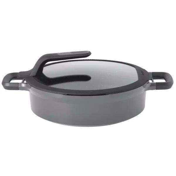 BergHOFF GEM Stay Cool 4.9 qt. Cast Aluminum Nonstick Saute Pan with Glass Lid, Gray