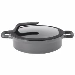 BergHOFF GEM Stay Cool 4.9 qt. Cast Aluminum Nonstick Saute Pan with Glass Lid, Gray thumbnail 1