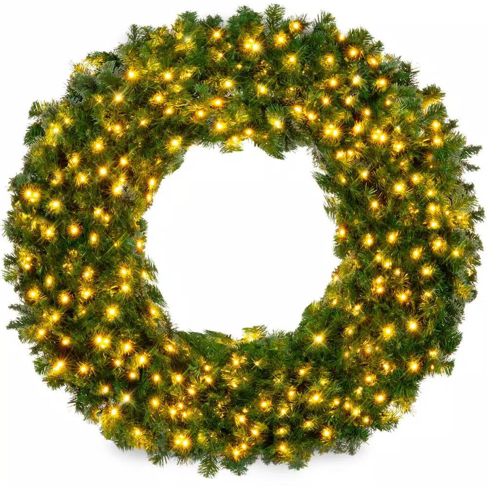 Best Choice Products 48 in. Pre-Lit LED Spruce Artificial Christmas Wreath with 200 Warm White Lights